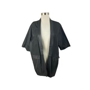 Planet Lauren G NEW Black Tuxedo Jacket Open Lagenlook 100% Nylon Size 2 10-14